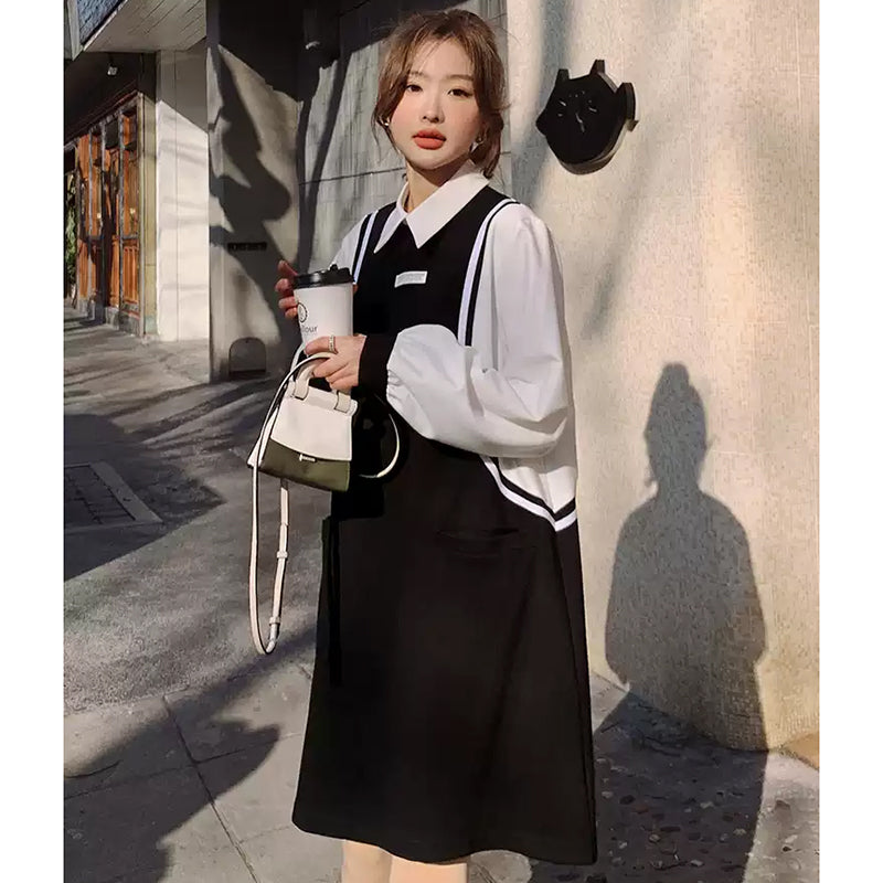 バイカラーAラインワンピース