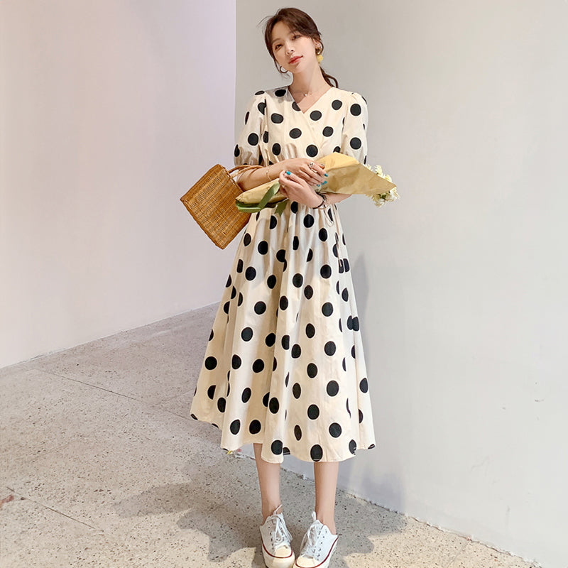 レトロドット柄ワンピース(2colors)