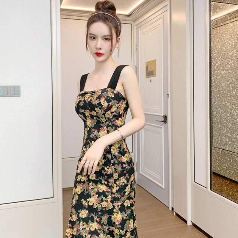 フラワーデザインノースリーブワンピース