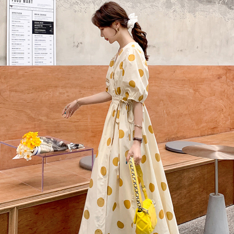 レトロドット柄ワンピース(2colors)