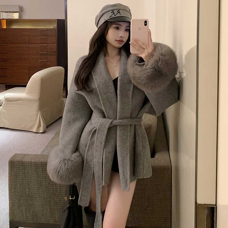 ファーカフスローブコート(2colors)