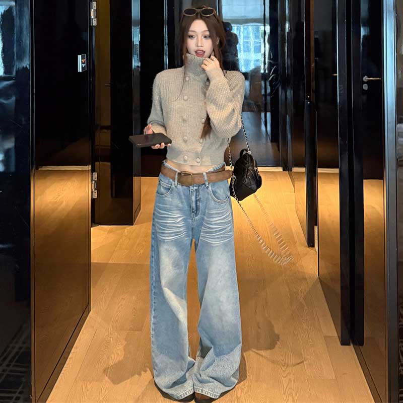 ハイネッククロップドニット