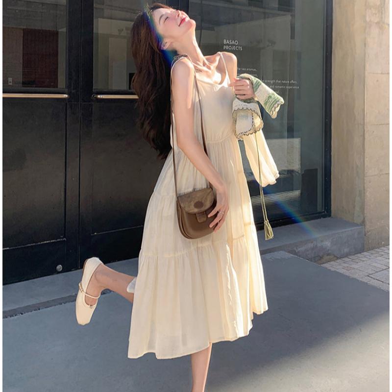 グリーンボーダーカーディガン×キャミソールワンピース