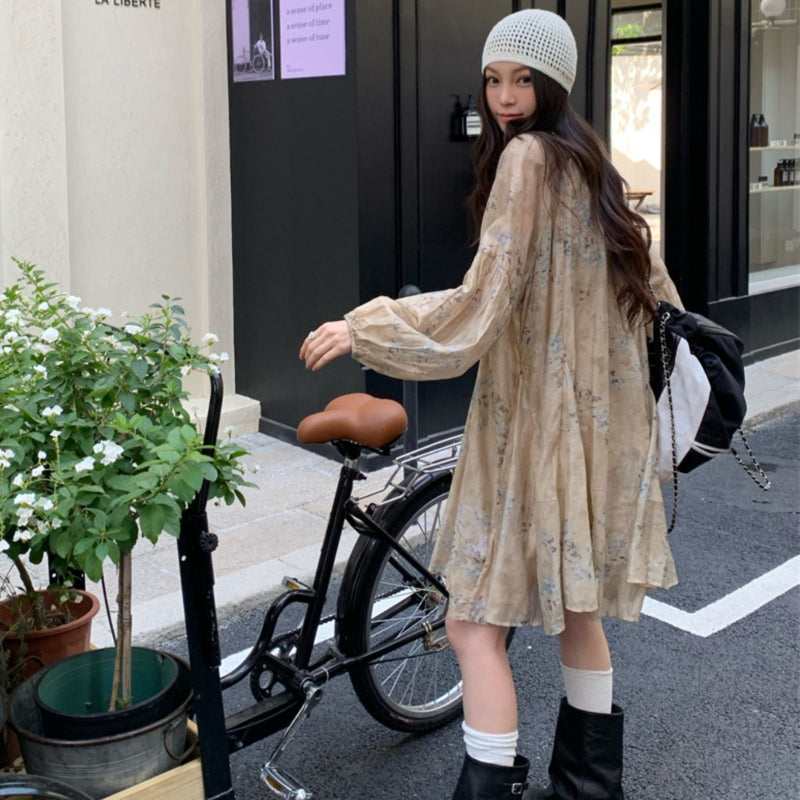 ベルベットベスト×フラワーワンピースコーデセット