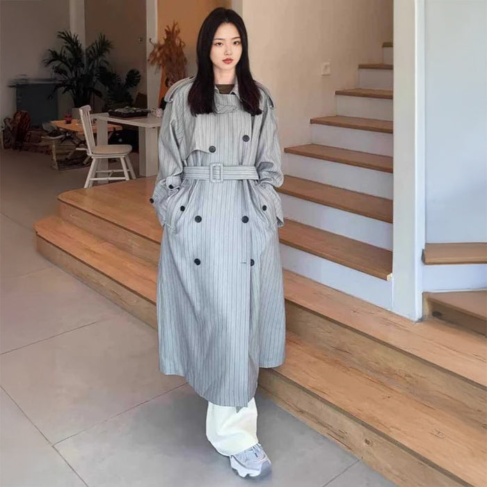 ストライプマキシトレンチコート