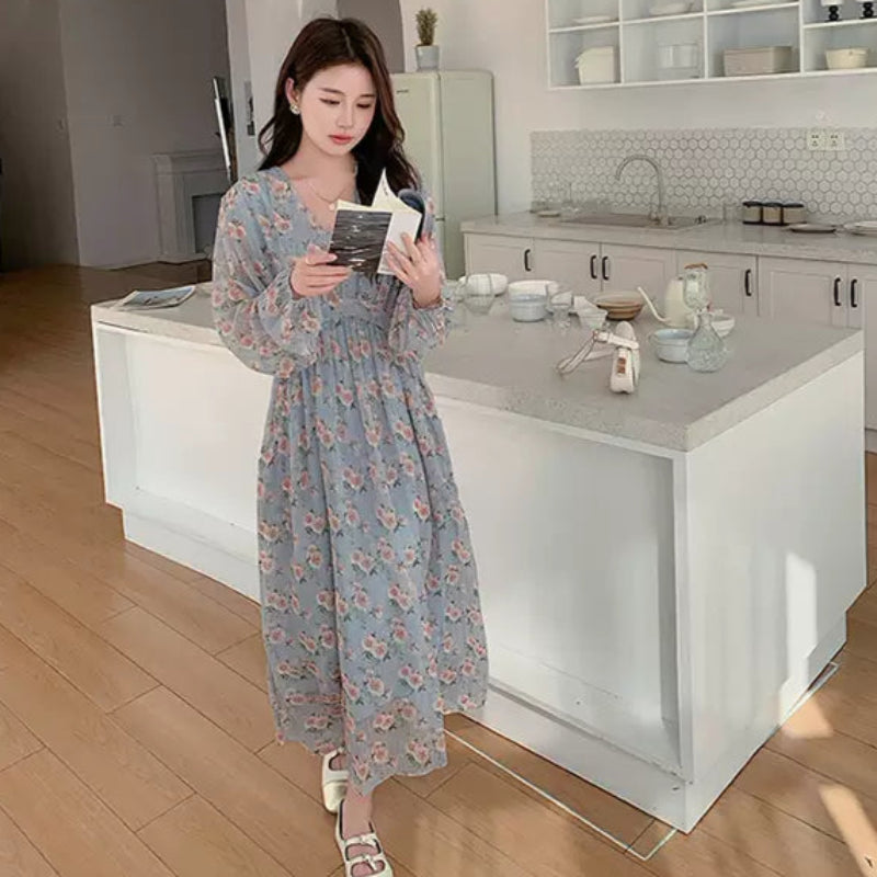 フローラルVネックワンピース(2colors)