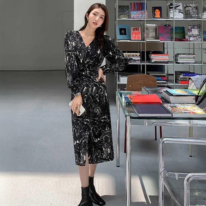 モノトーンプリントワンピース(2colors)