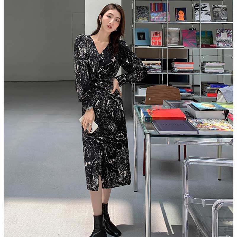 モノトーンプリントワンピース(2colors)