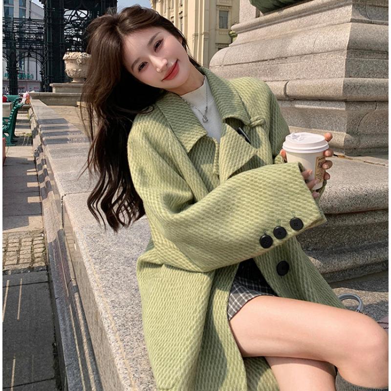 ラグランスリーブロング丈ウールコート