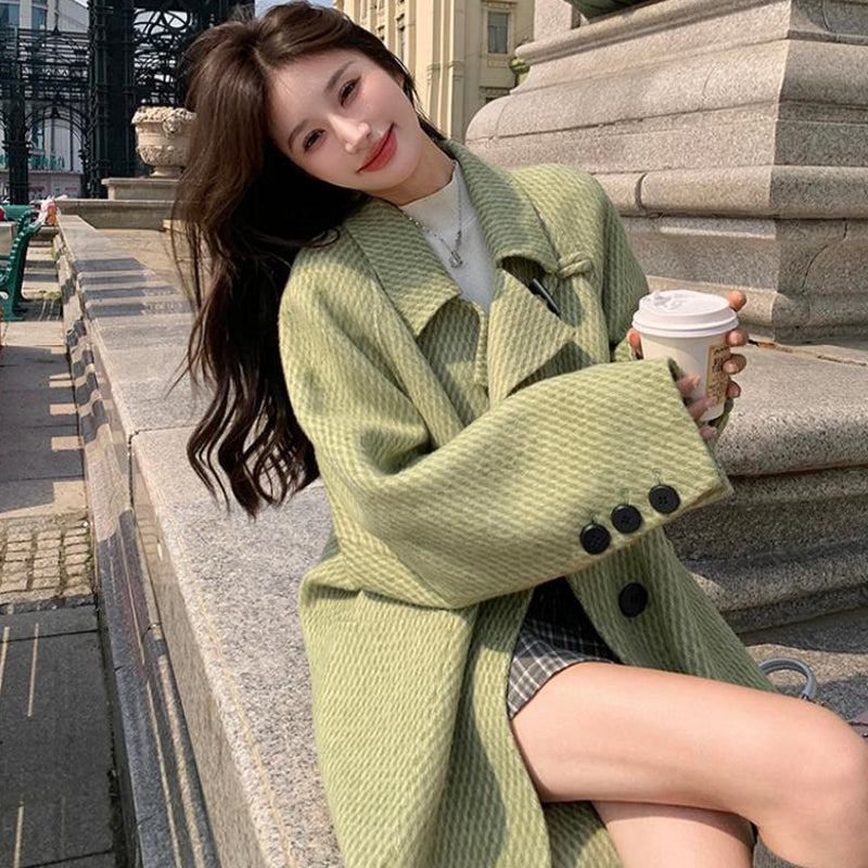 ラグランスリーブロング丈ウールコート