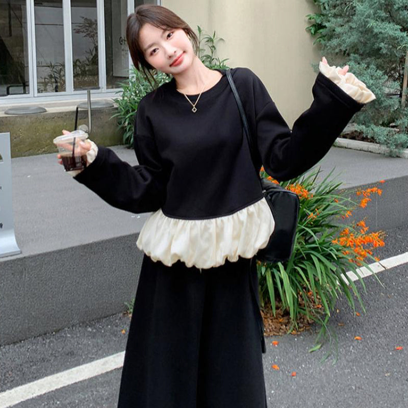 スウェットバルーントップス×スカートセット