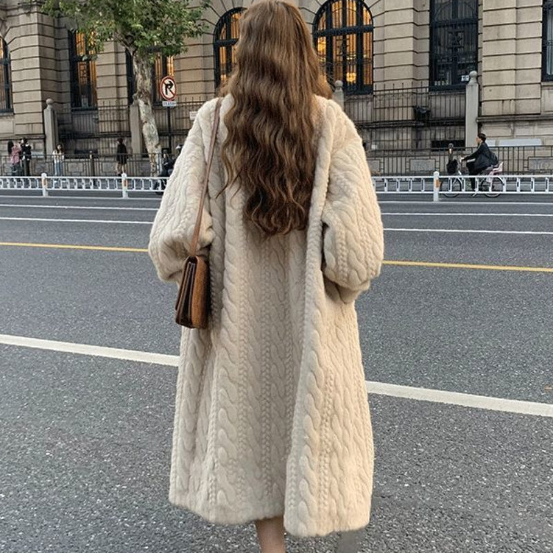 ケーブルデザインロングコート(2colors)