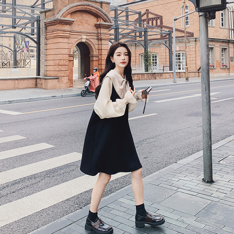 リボンディテールシアーパフスリーブワンピ