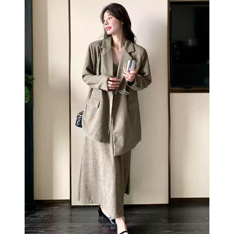 オーバーサイズジャケット×キャミワンピースセット