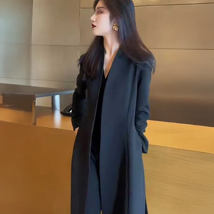 ノーカラーロングコート