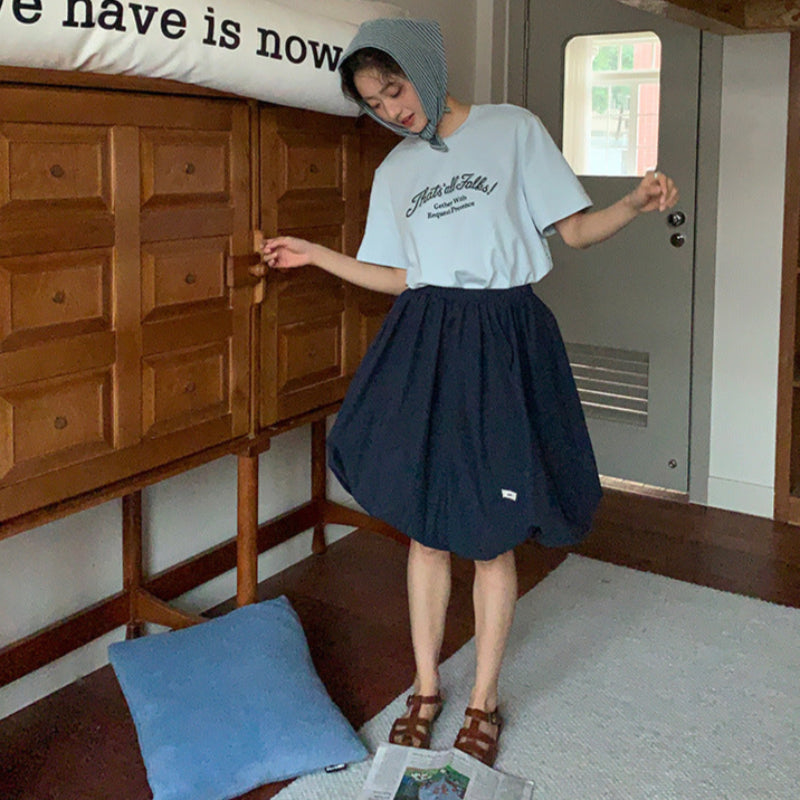 ショール付フロントロゴTシャツ(3colors)