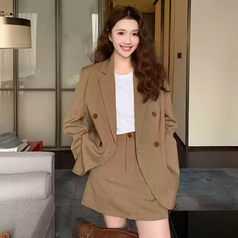 オーバーサイズジャケット×タイトミニスカートセット2colors