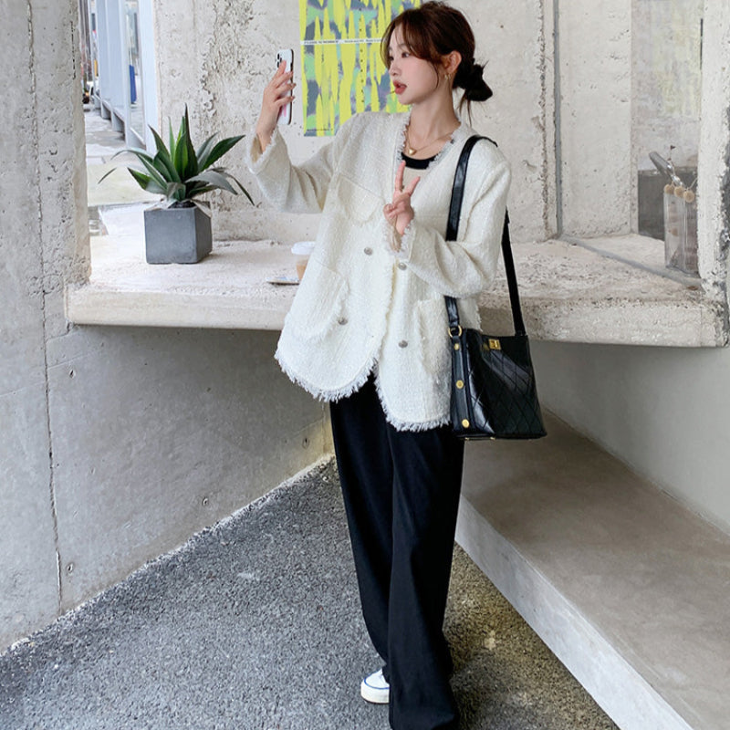 フリンジツイードホワイトジャケット