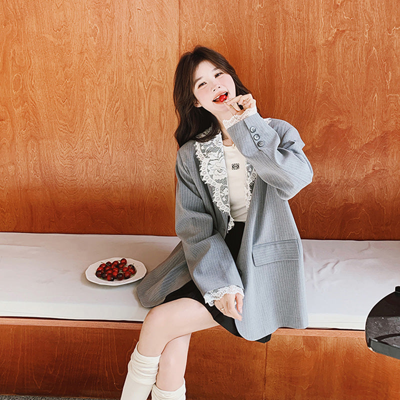 レース襟ストライプジャケット