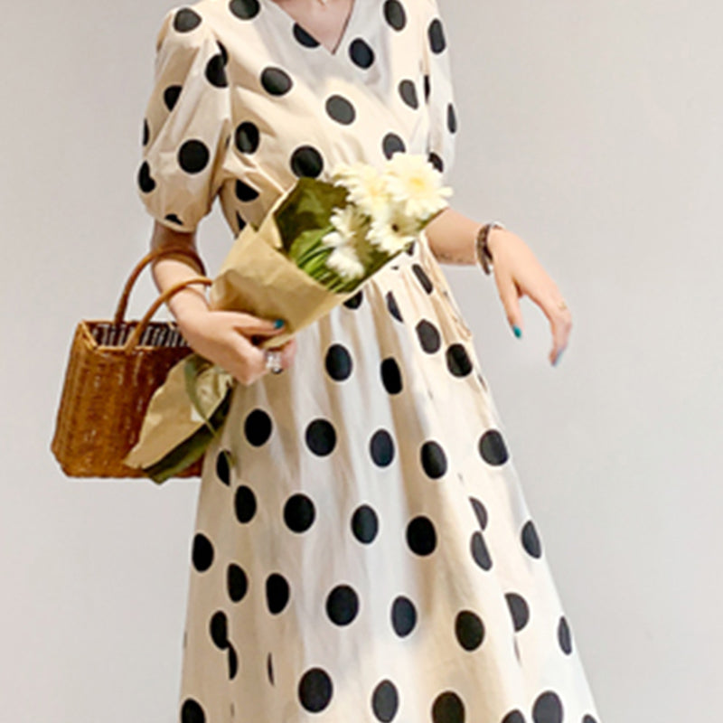 レトロドット柄ワンピース(2colors)