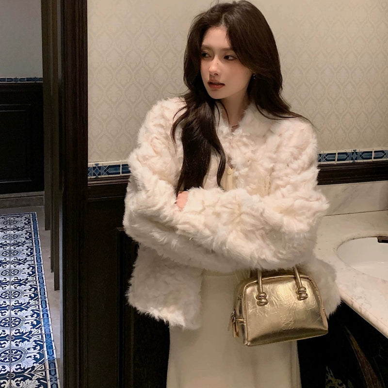 フェイクミンクスタンドカラージャケット(3colors)