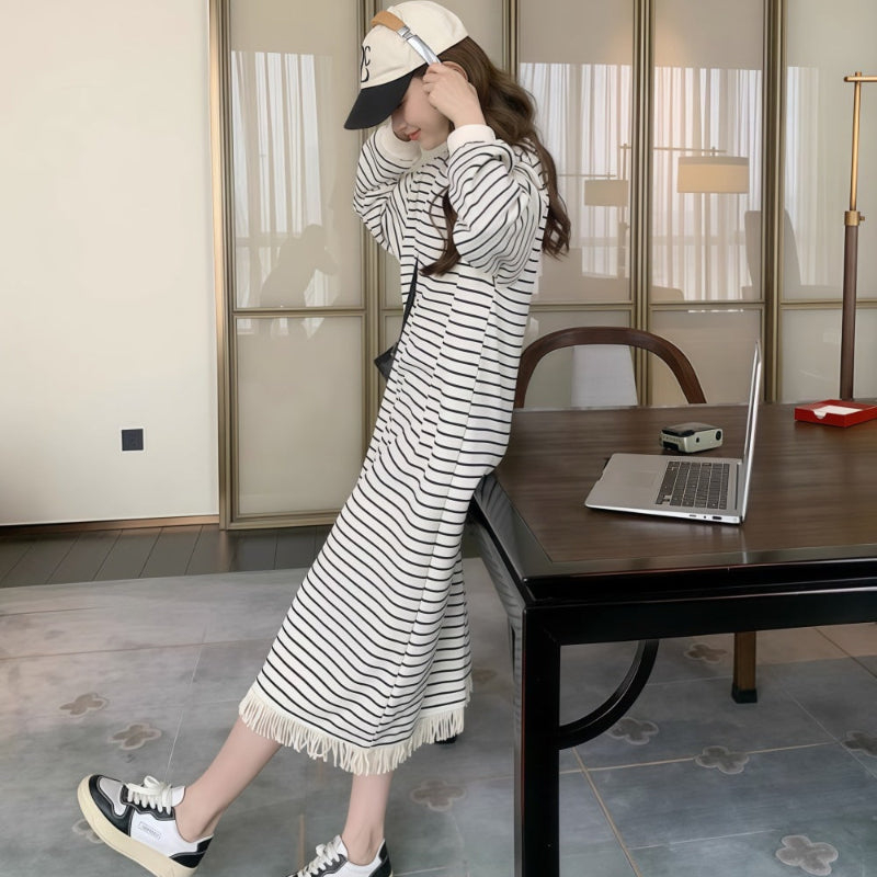 フリンジデザインボーダーワンピース