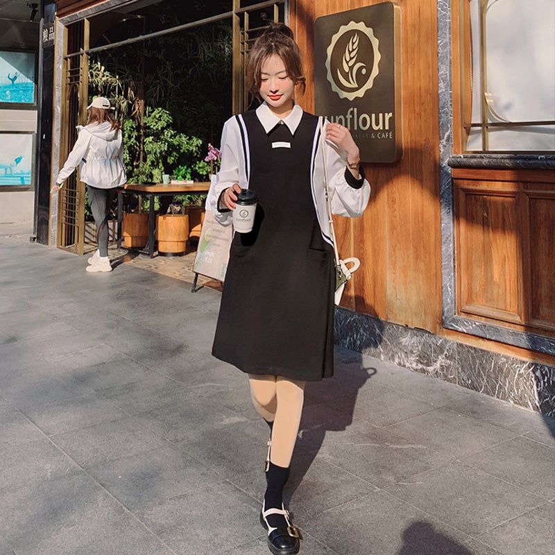 バイカラーAラインワンピース