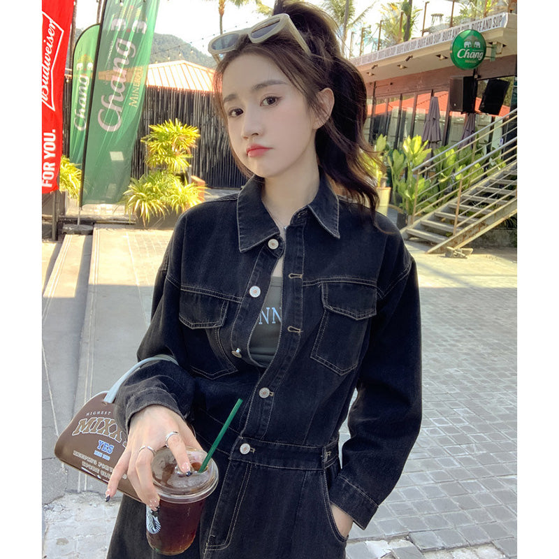 デニムロングシャツワンピース
