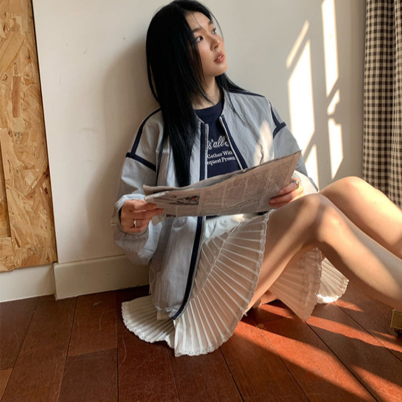 ショール付フロントロゴTシャツ(3colors)