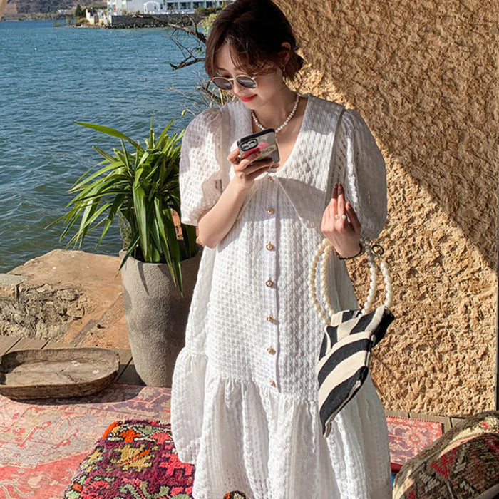 ビッグカラーレースワンピース