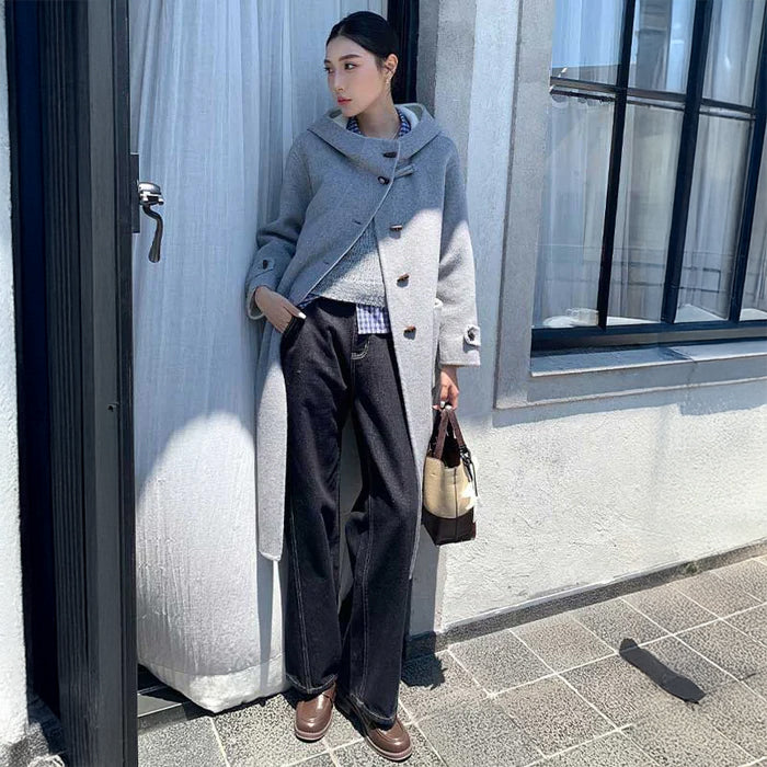 ハイウエストワイドストレートデニムパンツ