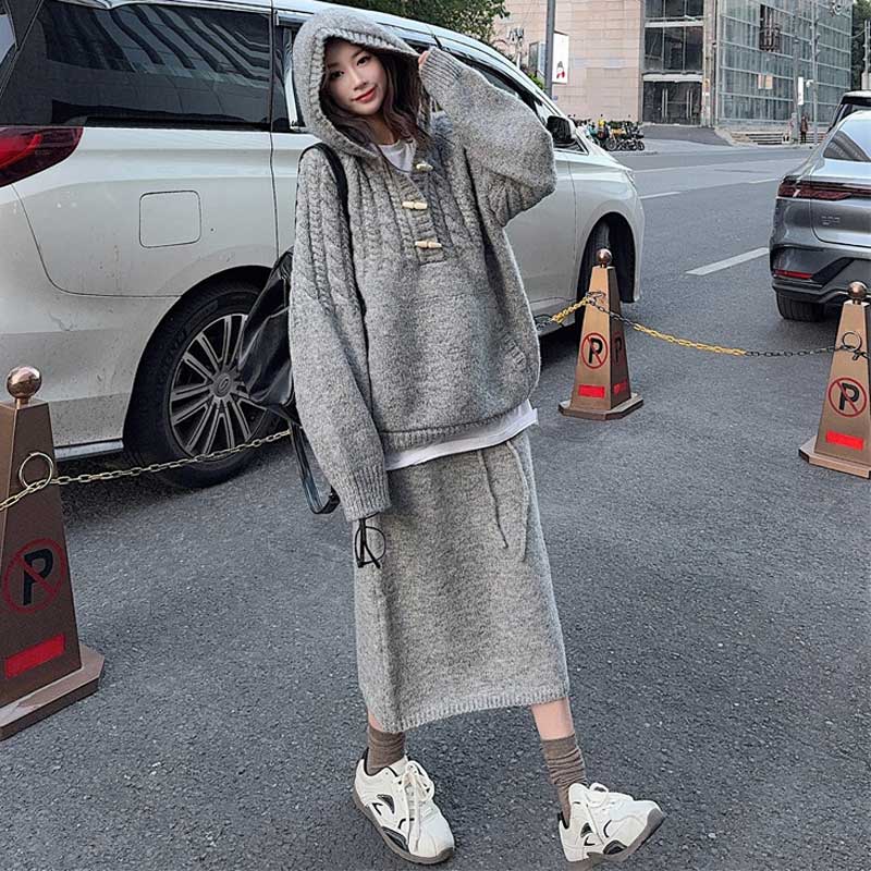 フード付きダッフルニット