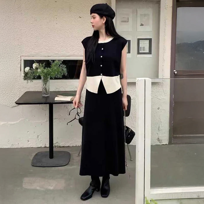 バイカラートップス×ナロースカート(4colors)