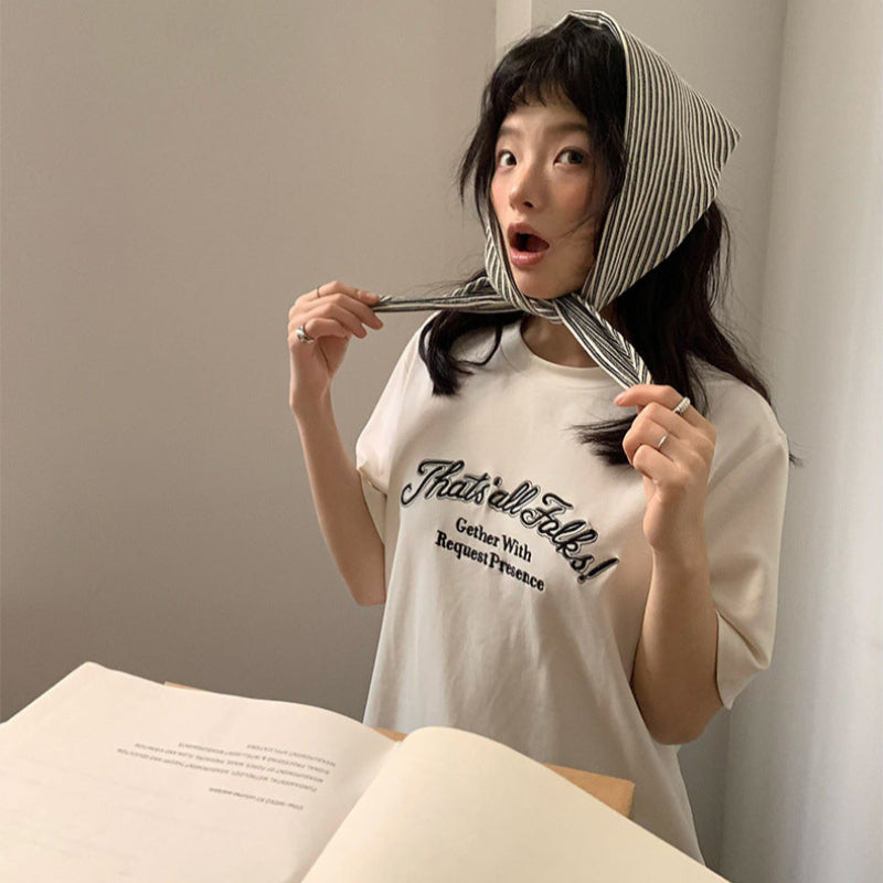 ショール付フロントロゴTシャツ(3colors)
