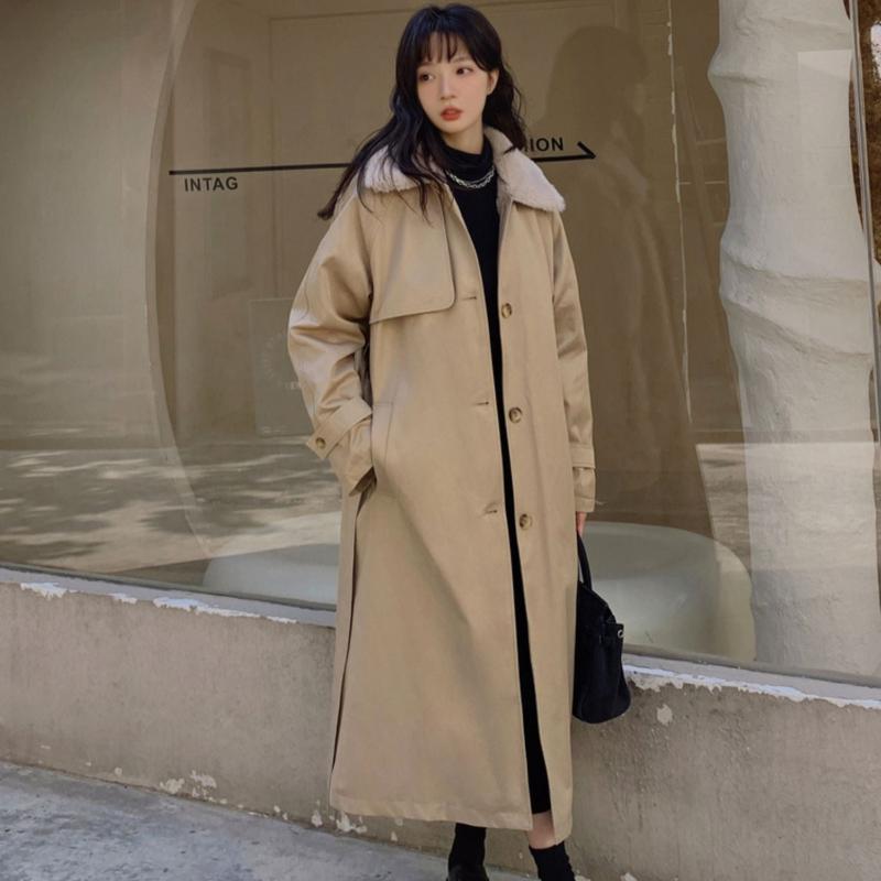 ファーカラーロングトレンチコート(3colors)