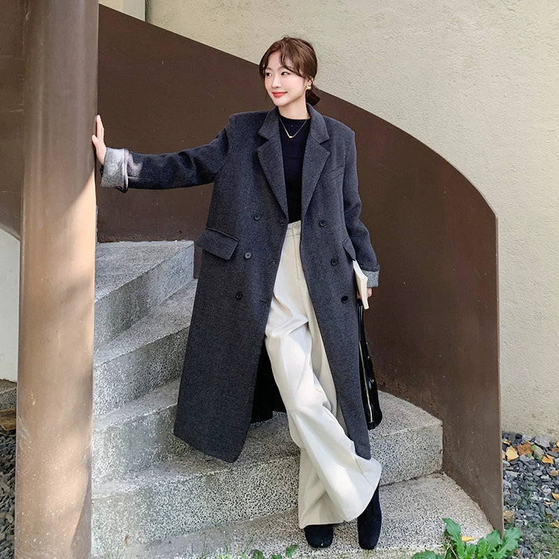 ダウンライナー付ウールブレンドロングコート