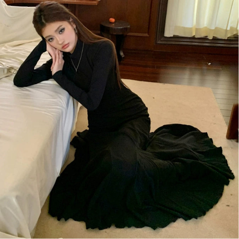 ハイネックマーメイドニットワンピース