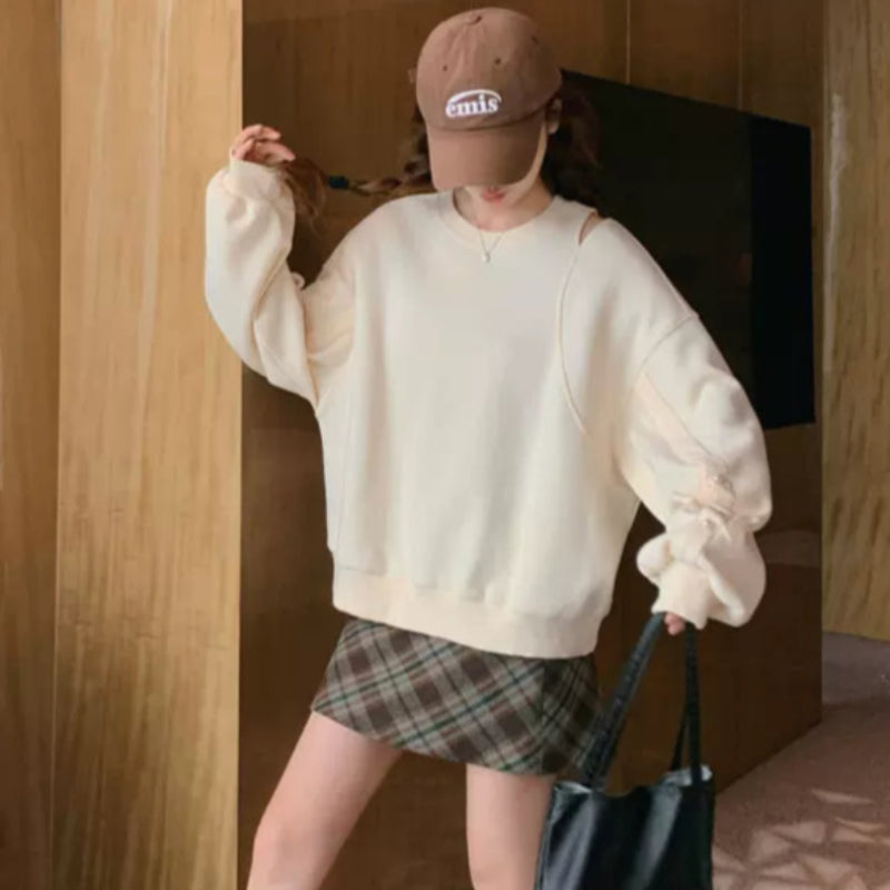 ショルダーカットパールスリーブスウェット