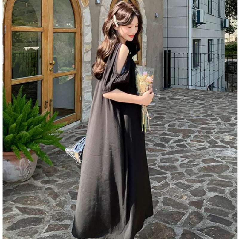 【即納】オープンパフスリーブワンピース