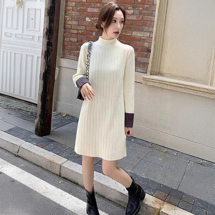 バイカラーリブニットワンピース(2colors)