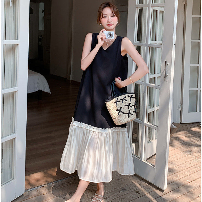 バイカラーノースリーブワンピース