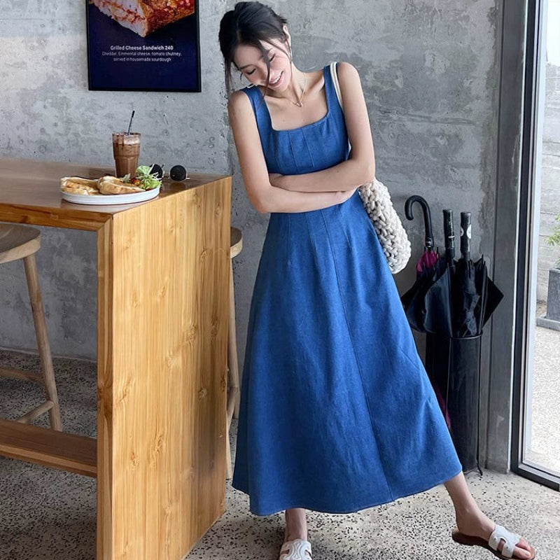 フレアデニムノースリーブワンピース