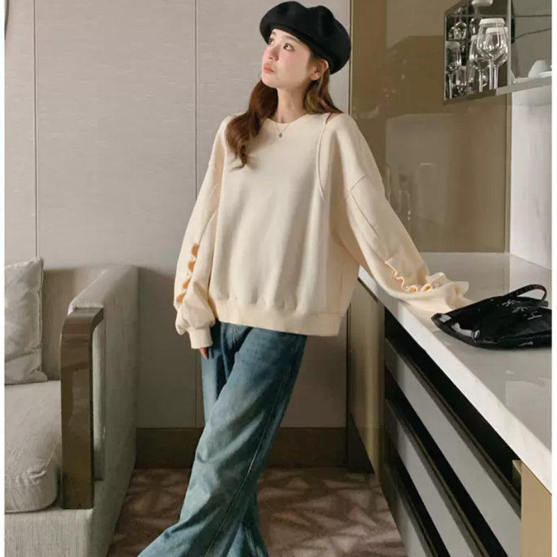 ショルダーカットパールスリーブスウェット