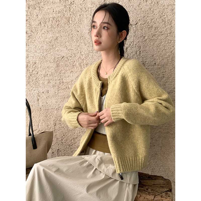 ラウンドネックニットカーディガン(4colors)