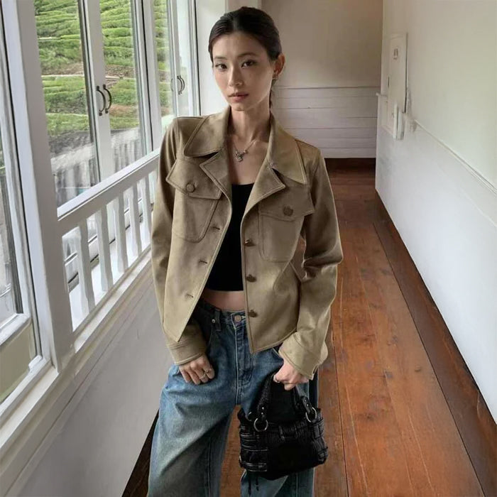 スエードテーラードジャケット