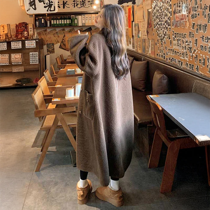 ブラウンロングボアコート