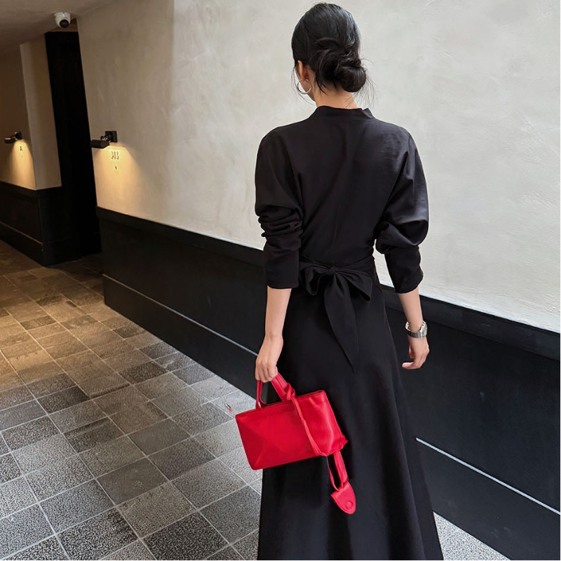 カシュクールバックリボンワンピース(2colors)