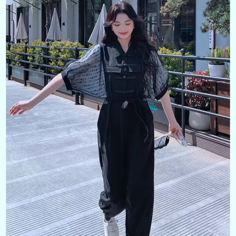 レーズスリーブデザインジャンプスーツ