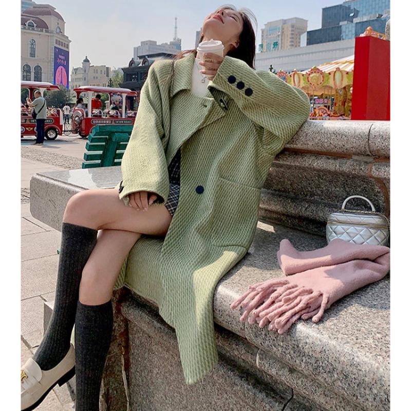 ラグランスリーブロング丈ウールコート