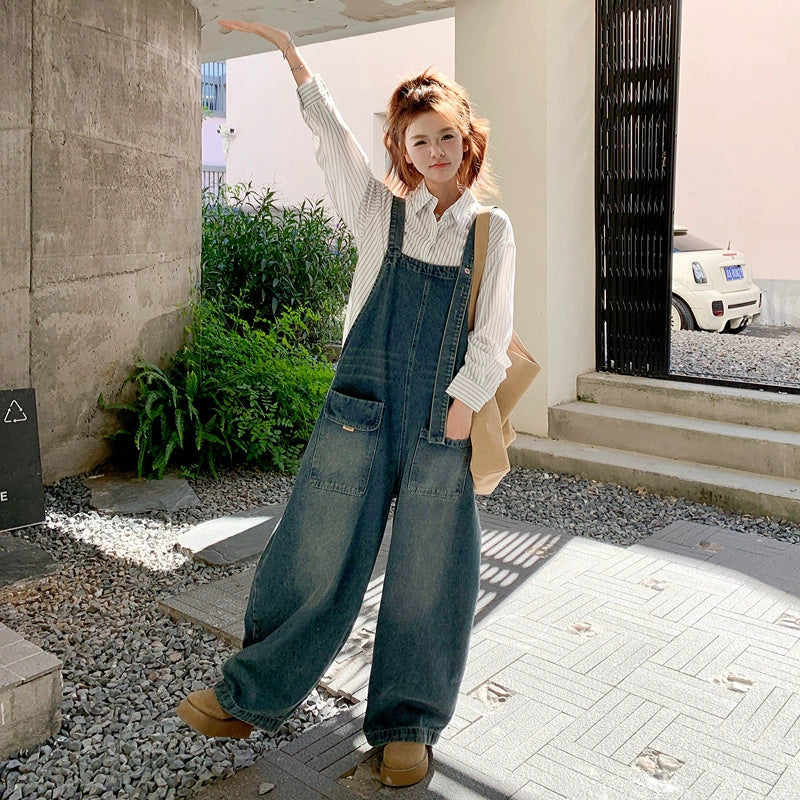 ウォッシュデニムサロペット